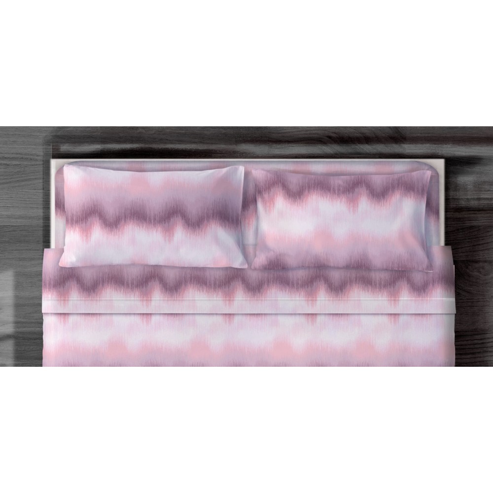 JUEGO DE SÁBANAS EN ZIG ZAG ROSA de puro algodón made in Italy