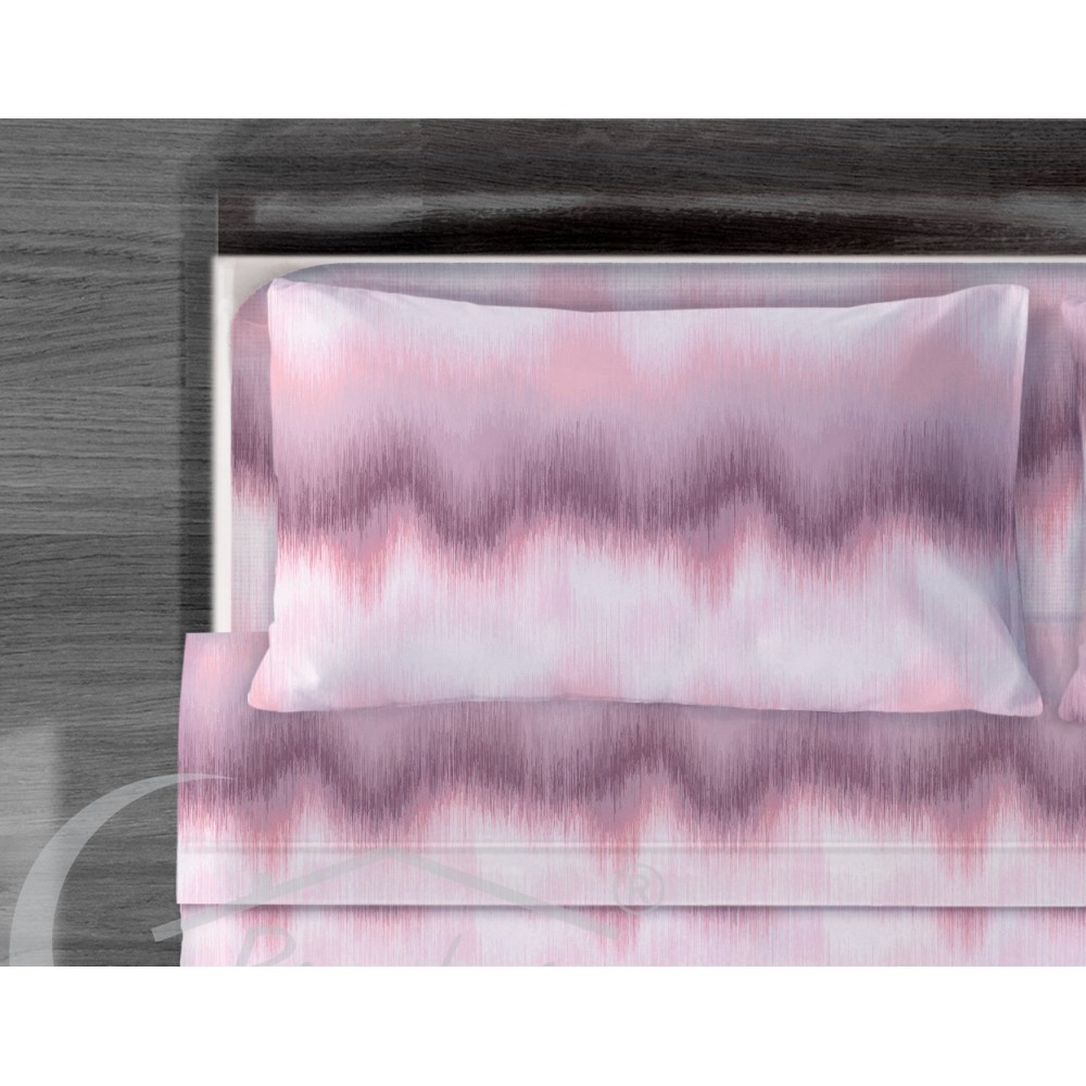 JUEGO DE SÁBANAS EN ZIG ZAG ROSA de puro algodón made in Italy