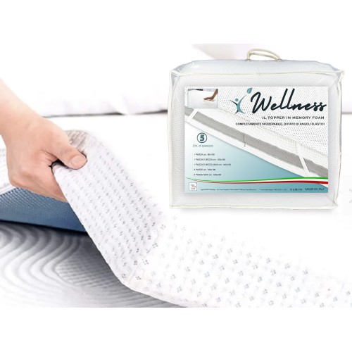 TOPPER Wellness for Corrector mattress in MEMORY FOAM HD thickness 5 cm. Hypoallergenic and Removable Cover Made in Italy