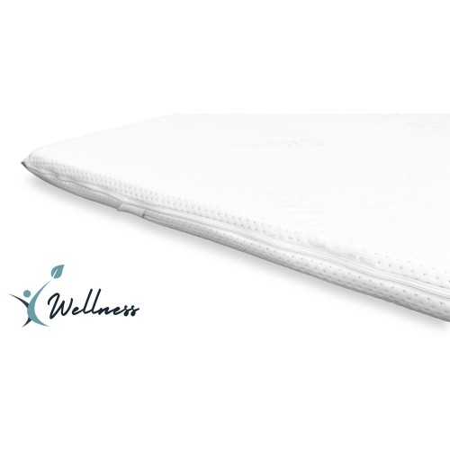 TOPPER Wellness pour matelas correcteur en MOUSSE À MÉMOIRE DE FORME HD épaisseur 5 cm. Housse hypoallergénique et amovible fabr