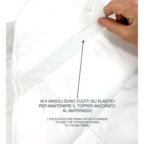 RIALTO TOPPER pour matelas en microfibre 500 grammes par mètre Épaisseur de correcteur matelassé 5 cm. Hypoallergénique Made in
