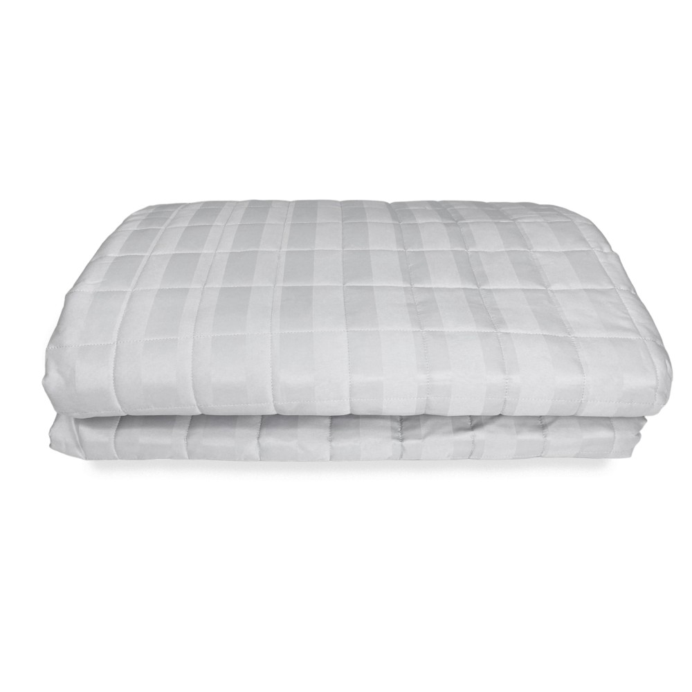 COLCHA ACOLCHADA DE RASO Rayas GRIS LISO Perla Doble