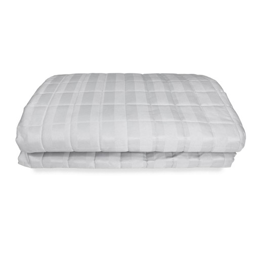 COLCHA ACOLCHADA DE RASO Rayas GRIS LISO Perla Doble