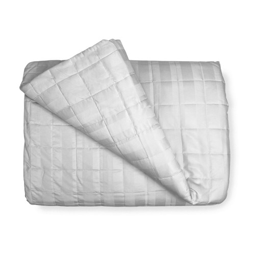 GESTEPPTE TAGESDECKE AUS SATIN Gestreift EINFARBIG GRAU Perlmutt Doppel