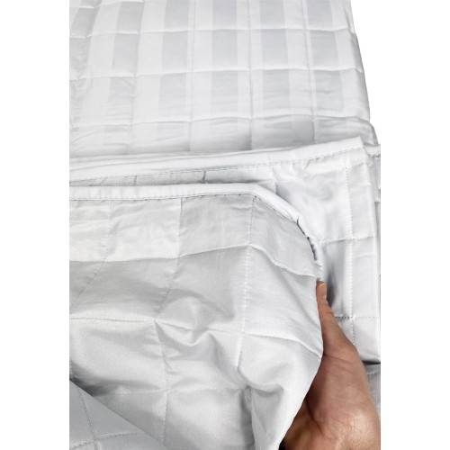 COLCHA ACOLCHADA DE RASO Rayas GRIS LISO Perla Doble