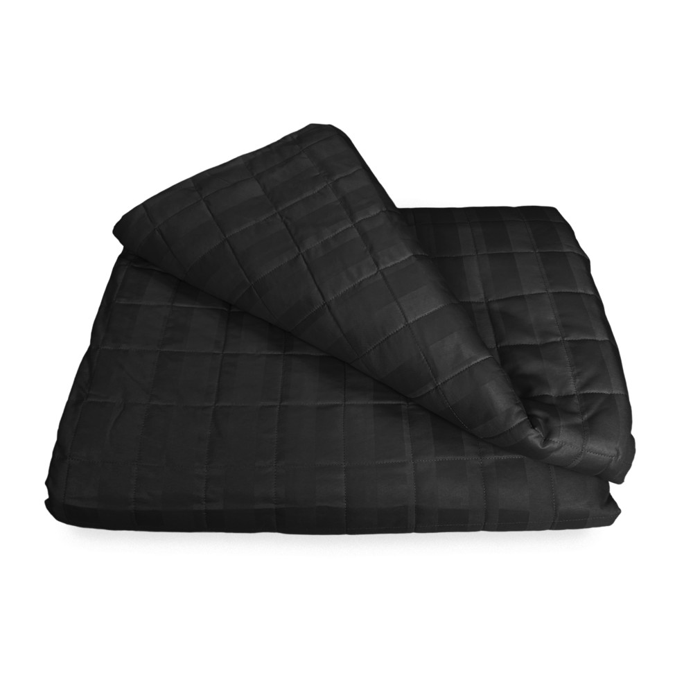 GESTEPPTE TAGESDECKE AUS SATIN Gestreift SOLID BLACK Double