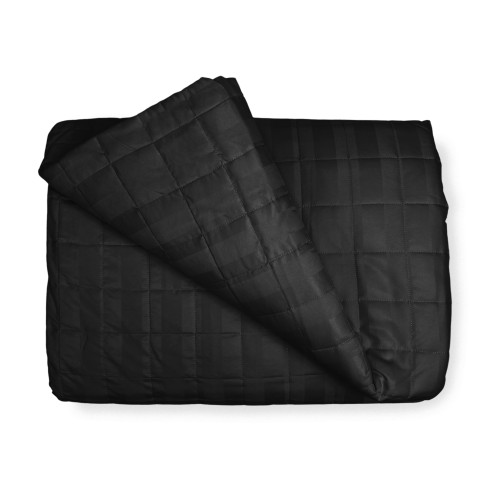 SATIN QUILTED BEDSPREAD Striped SOLID BLACK Double