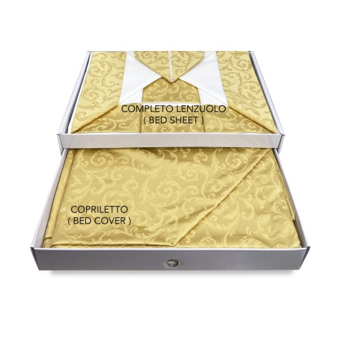 TOP CASE GOLD avec DRAP DE BORD EN OR APPLIQUÉ ET COUVRE-LIT IDÉE DE MARIÉE