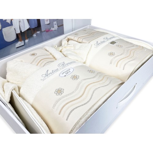 COMPLETO bagno IN SPUGNA Ricamato Antico Barocco 14 PEZZI IDEA SPOSA