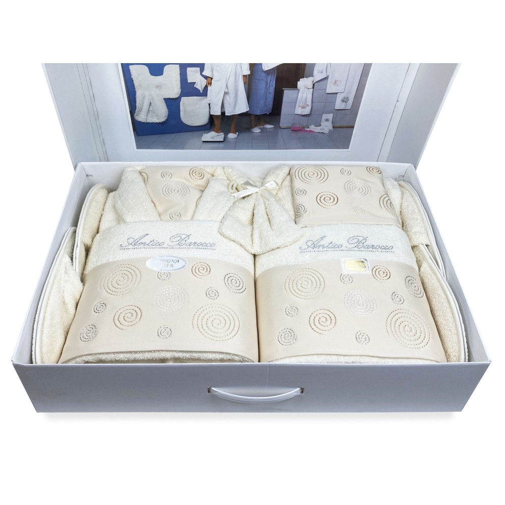 Antique Baroque Embroidered Terry Bath Set 14 PIECES IDEA SPOSA