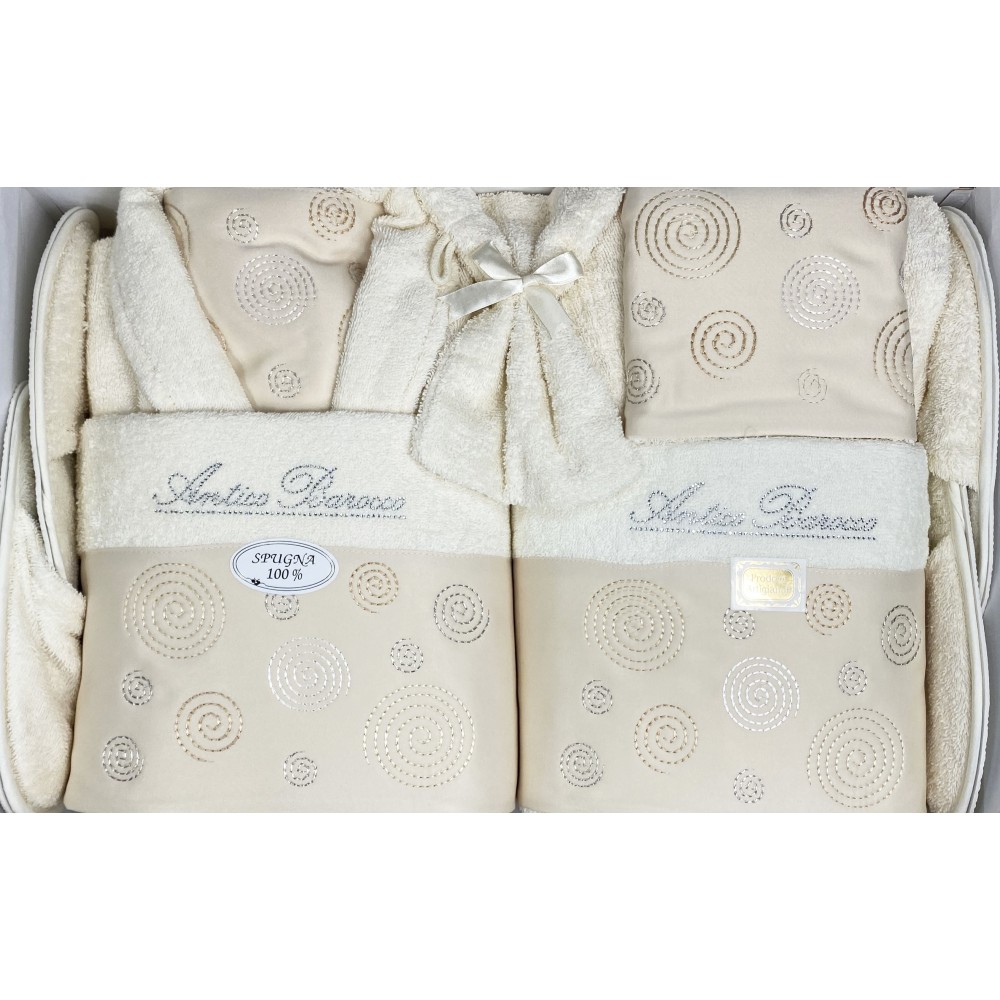 Antikes barockes besticktes Frottee-Badeset 14-teilig IDEE SPOSA