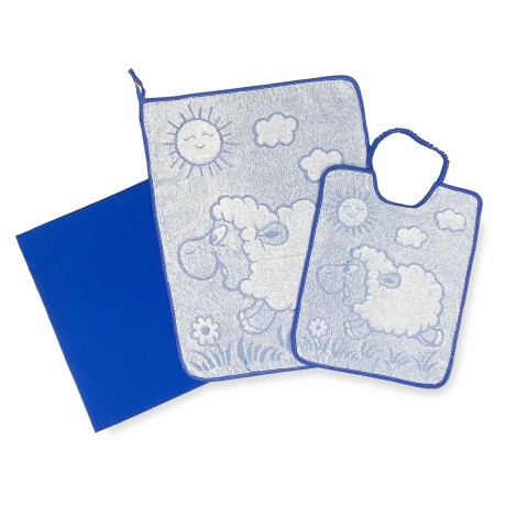 SET ASILO TRIS SACCO e ASCIUGAMANO e bavaglino WOOLY Scuola Materna