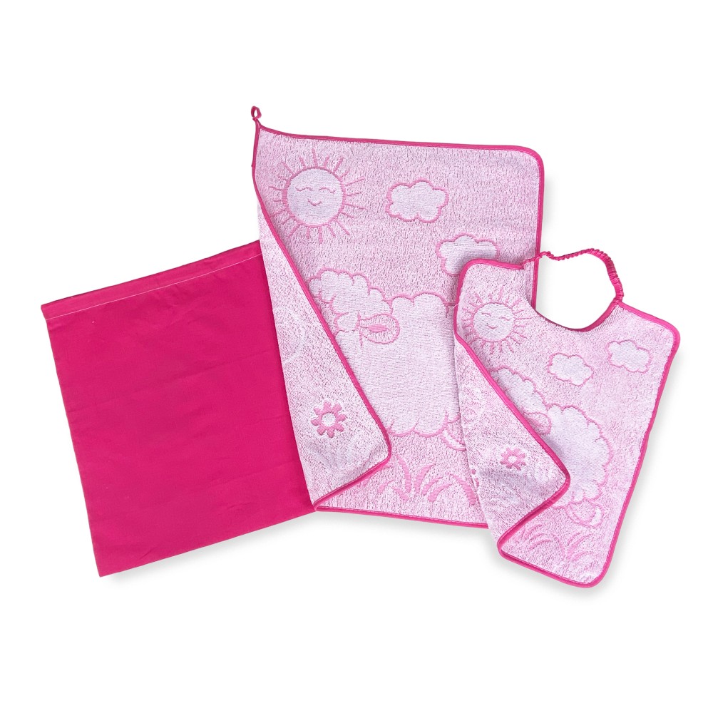 SET ASILO TRIS SACCO e ASCIUGAMANO e bavaglino WOOLY Scuola Materna