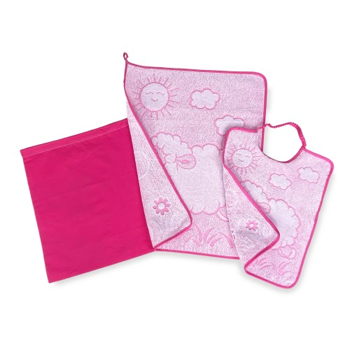 ENSEMBLE JARDIN D’ENFANTS TRIS SAC et serviette et bavoir WOOLY Jardin d’enfants
