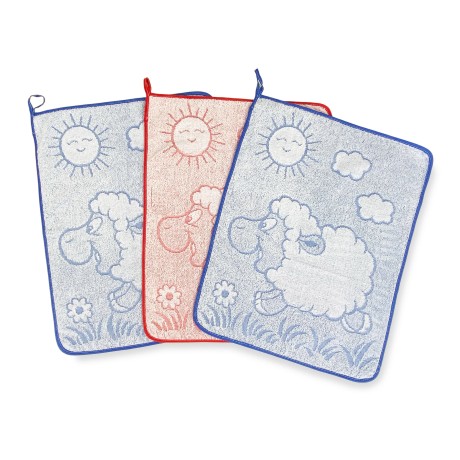 SET 3 KINDERGARTENHANDTÜCHER FÜR KINDER WOLLIG CM. 40x50 aus reiner Baumwolle