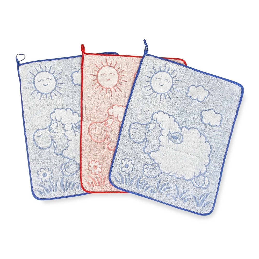 SET 3 ASCIUGAMANI ASILO bambino WOOLY cm. 40x50 in Puro cotone