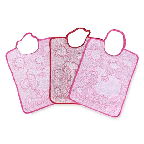 SET 3 Baberos Baberos infantiles WOOLY cm. 29x35 Mordaza elástica de algodón puro