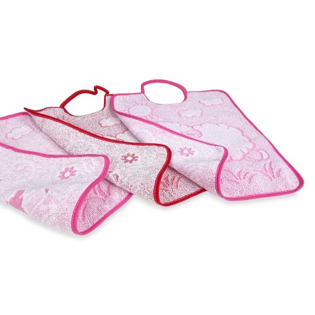 SET 3 Bavoirs BAVETTE enfant WOOLY cm. Bâillon 29x35 avec élastique Coton pur 2