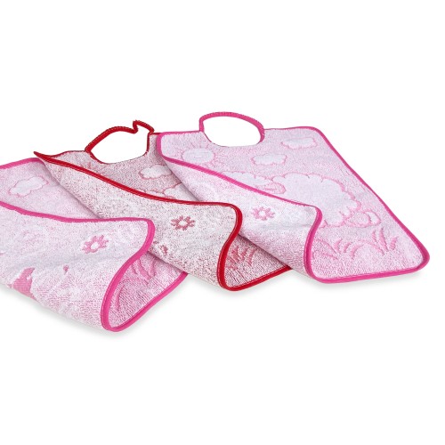 SET 3 Baberos Baberos infantiles WOOLY cm. 29x35 Mordaza elástica de algodón puro