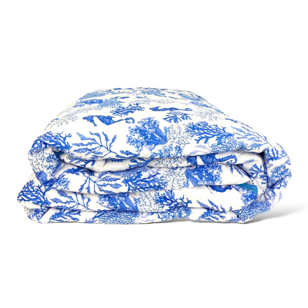 BLUE SEAHORSE BOW QUILTED BEDSPREAD Made in Italy