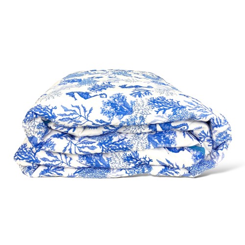 BLUE SEAHORSE BOW QUILTED BEDSPREAD Made in Italy
