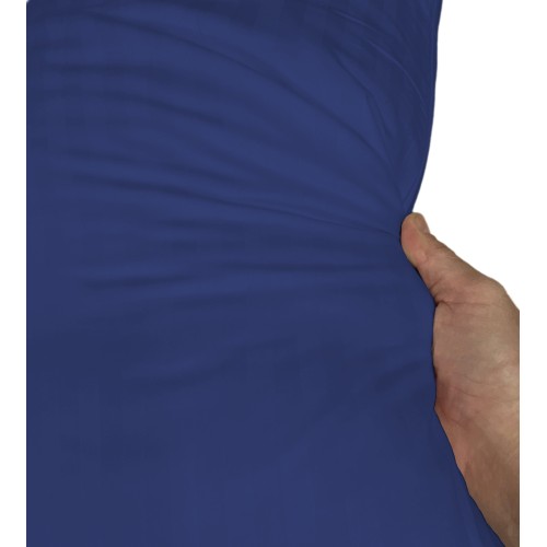 FEUILLE COMPLÈTE en microfibre douce COULEUR UNIE Rayé Rasatello Bleu Double 2 CARRÉS sans repassage