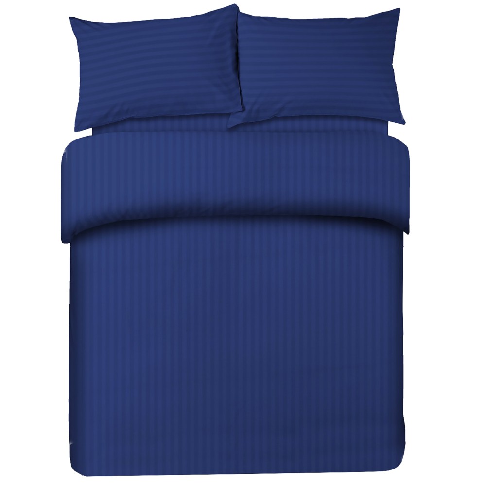 SHEET SET in soft microfiber SOLID COLOR Sateen Striped Blue Double 2 SQUARES no iron