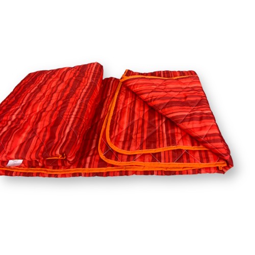 QUILTED BEDSPREAD STRIPE BOW © Bordeaux Red Made in Italy