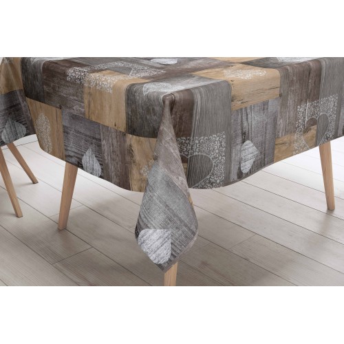 MANTEL LIMA en lona © encerada plastificada LAVABLE e hidrófugo en PVC TIROL Marrón made in Italy
