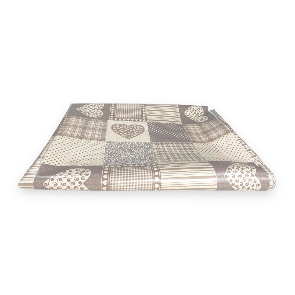 TOVAGLIA LIMA © in TELA CERATA plastificata LAVABILE idrorepellente in PVC CUORE BEIGE Made in Italy