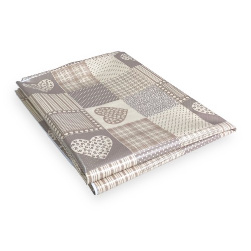 LIMA © TABLECLOTH in water-repellent plastic-coated waxed canvas in PVC BEIGE HEART Made in Italy