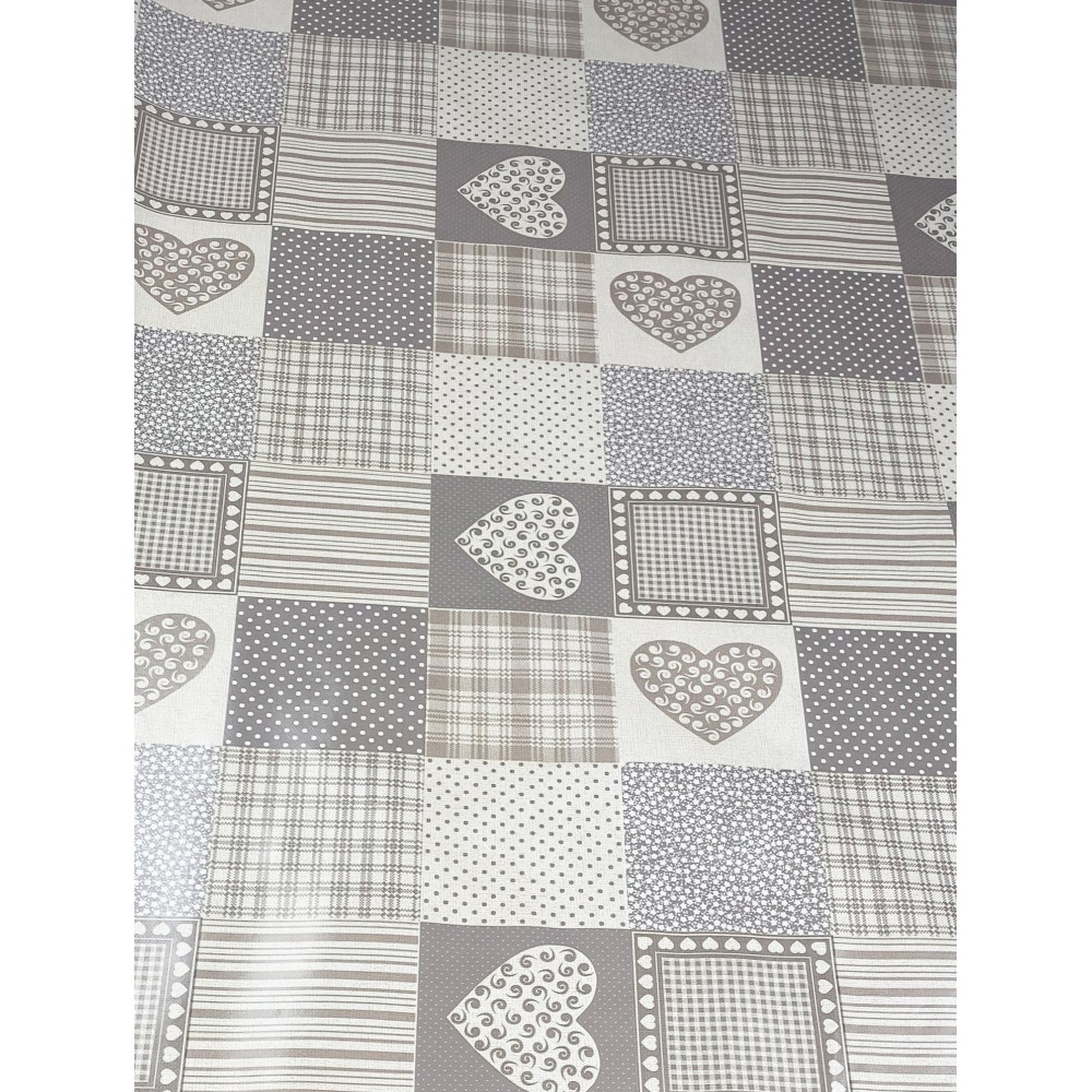 NAPPE EN CIRE EN PLASTIQUE LAVABLE LAVABLE COEUR © BEIGE Nappe Made in Italy