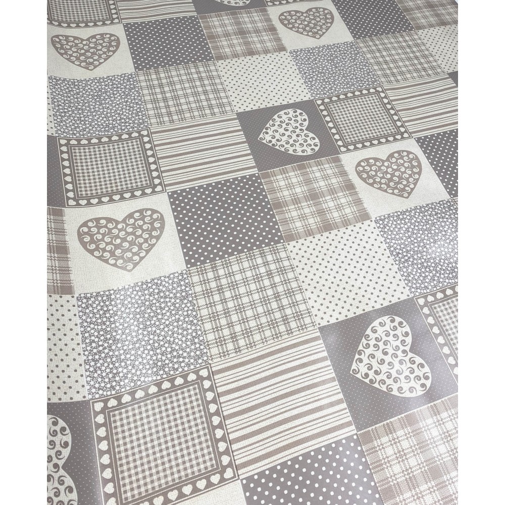 TOVAGLIA LIMA © in TELA CERATA plastificata LAVABILE idrorepellente in PVC CUORE BEIGE Made in Italy