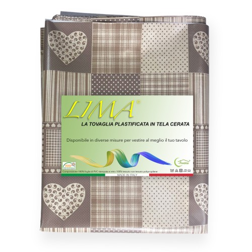 MANTEL LIMA © de lona encerada plastificada hidrófuga en PVC BEIGE HEART Made in Italy