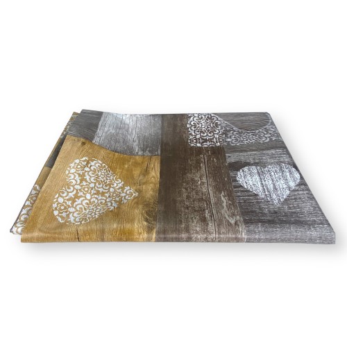 TABLECLOTH LIMA © in WASHABLE water-repellent plastic-coated waxed canvas in TYROLEAN PVC Brown made in Italy