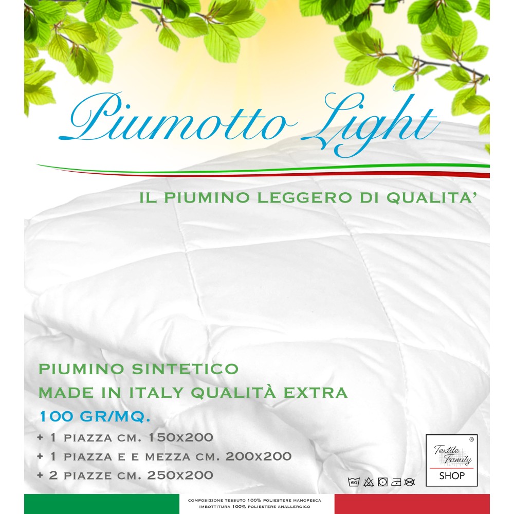 DOUDOUNE SYNTHÉTIQUE PRINTEMPS ÉTÉ HYPOALLERGÉNIQUE 100 gr./m². VESTE LÉGÈRE EN DUVET Light Extra Quality Made in Italy