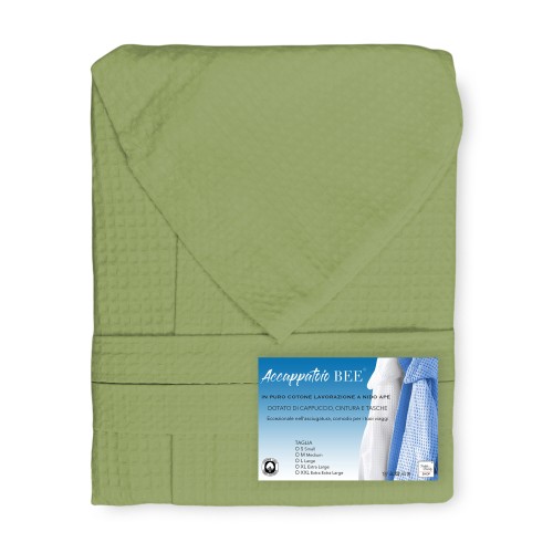 Albornoz de algodón alveolar en verde