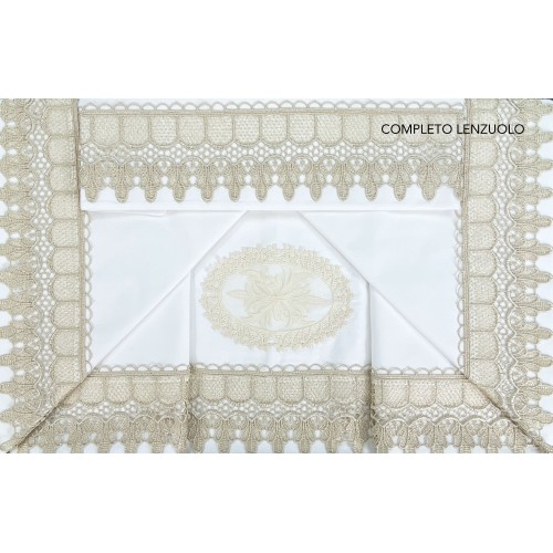 SACOCHE de JENNY AVEC dentelle MACRAMÉ ÉCRU linge de LIT, couvre-lits et idée pour la MARIÉE
