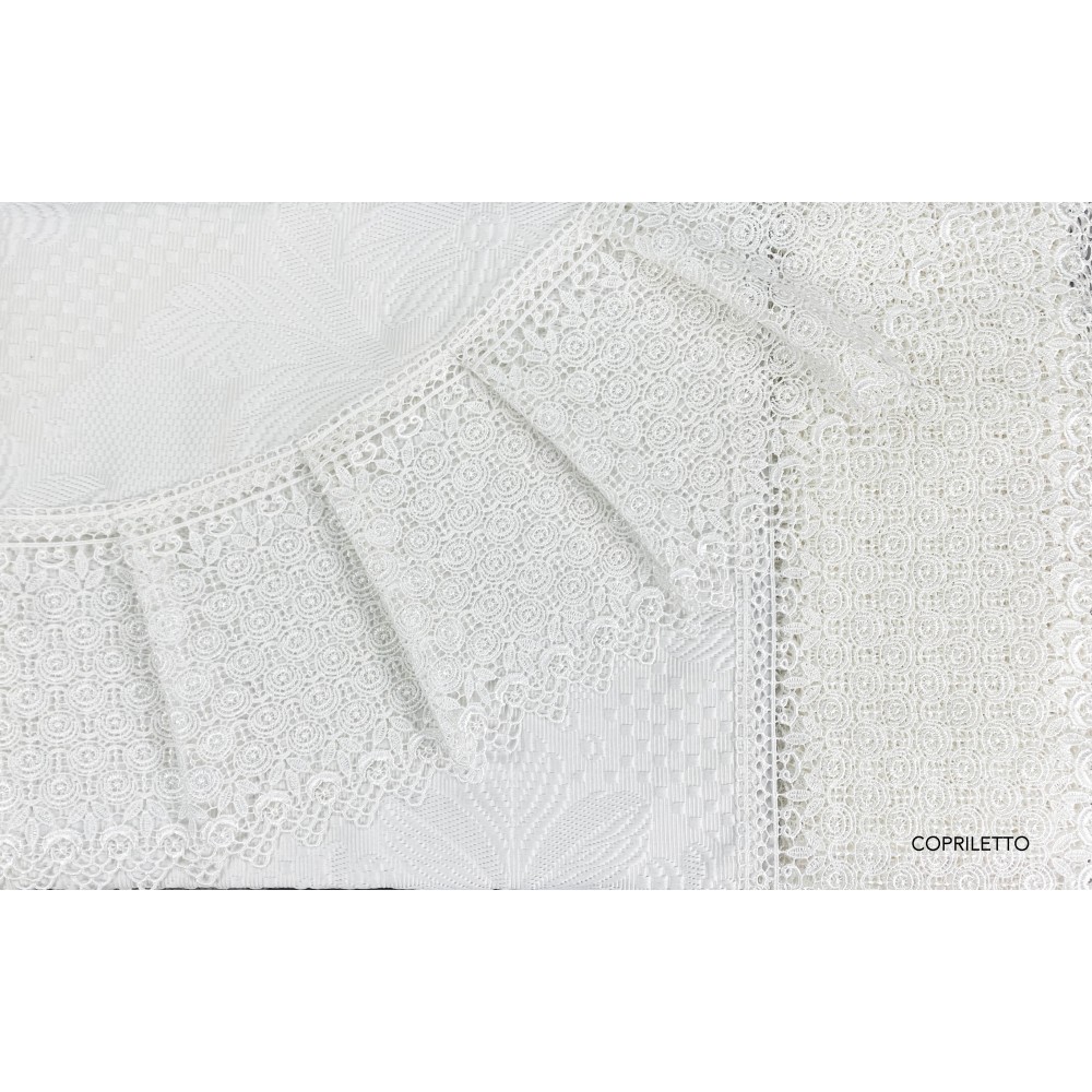 TOP SATCHEL High Lace finished with Macramé Lace DOUBLE sheet and BEDSPREAD bridal idea