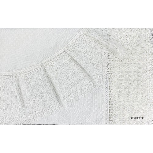 TOP SATCHEL High Lace finished with Macramé Lace DOUBLE sheet and BEDSPREAD bridal idea