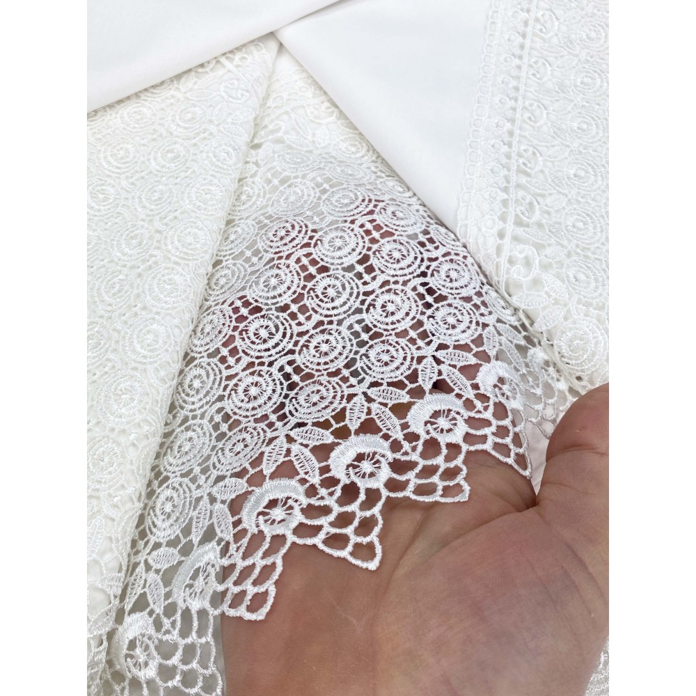 BAULETTO TOP Pizzo Alto rifinito con Pizzo Macramè MATRIMONIALE lenzuolo e COPRILETTO idea SPOSA