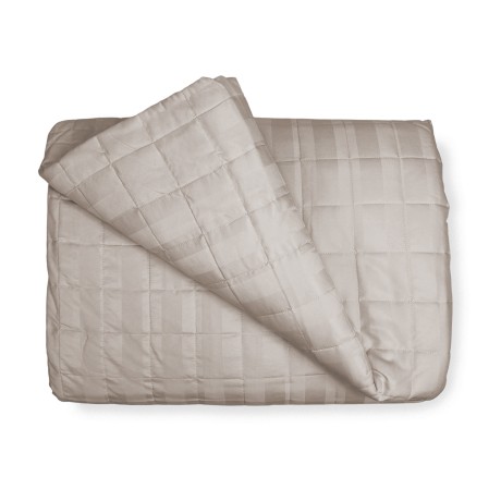 COLCHA ACOLCHADA DE RASO Rayas COLOR LISO GRIS PALOMA Doble 2