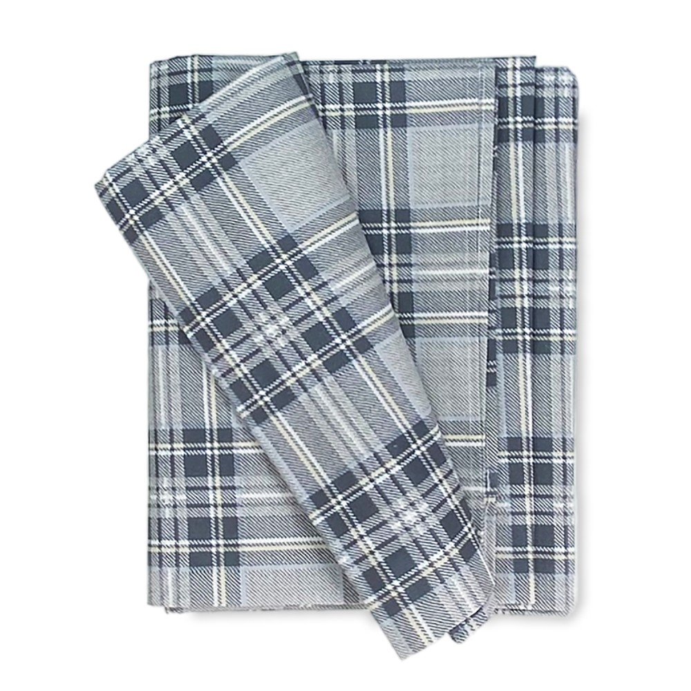 TELO ARREDO copritutto GRAN FOULARD copriletto COPRIDIVANO tessuto SCOZZESE Grigio