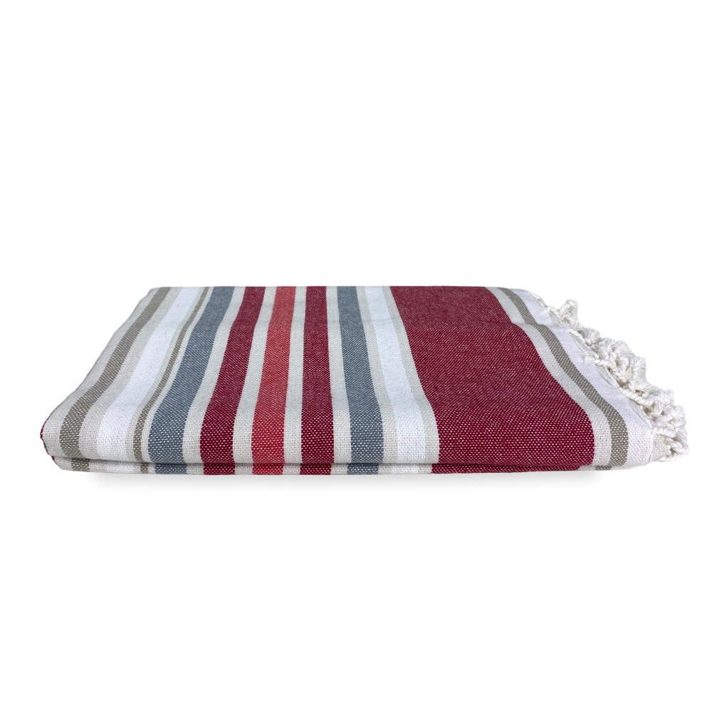 SERVIETTE DE PLAGE FOUTA TAILLE DE POISSON ROUGE Grand CM.100X200 avec sac à dos Plage RESTEZ CALME