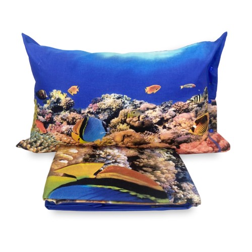DIGITAL PRINT BEDSPREAD SHEET SET CORAL REEF BEDSPREAD with KEEP DOUBLE 2 DOUBLE bag