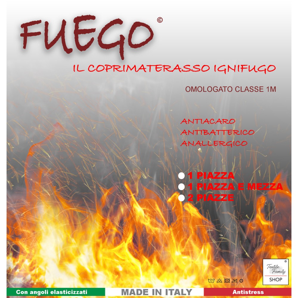 Fuego Feuerfester Anti-Milben-Matratzenschoner Klasse 1 Hotellinie zugelassen