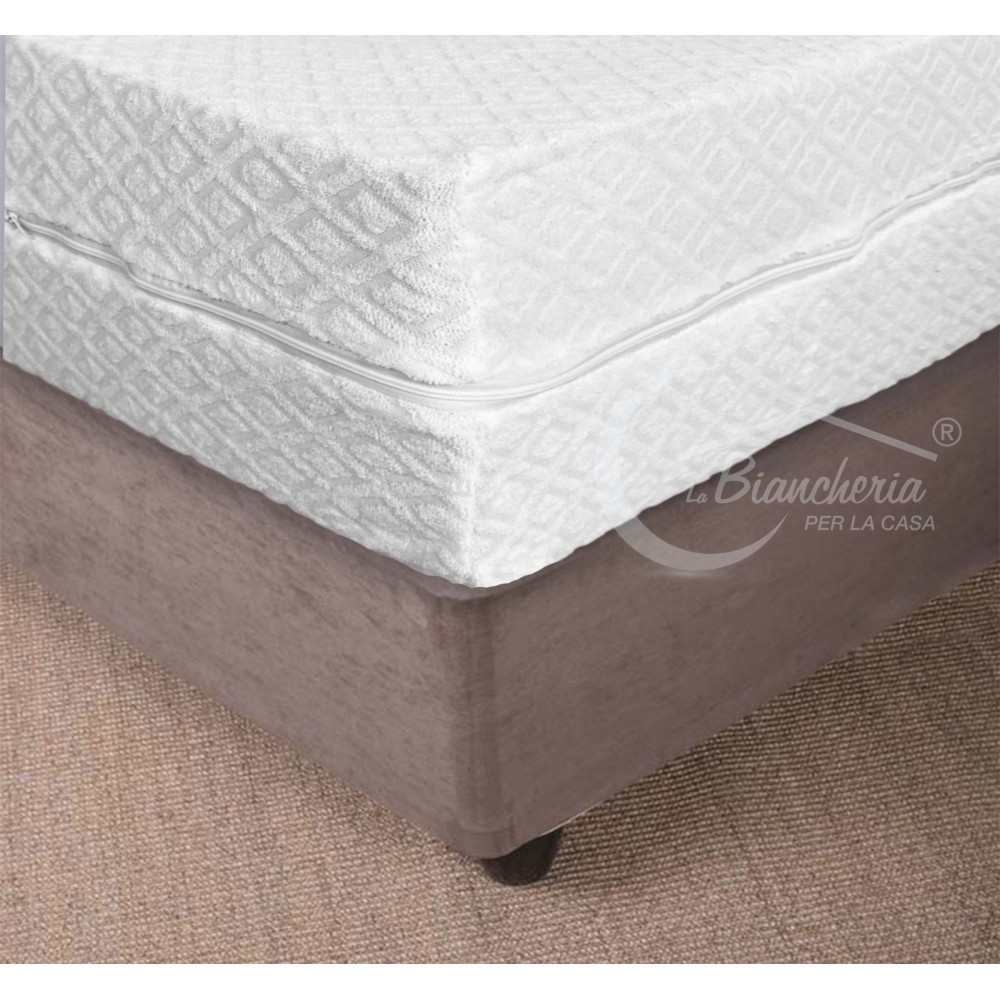 Housse de matelas avec coins éponge élastiquée avec traitement jacquard