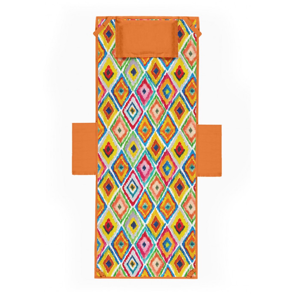 BEACH TOWEL TEDDY SUNBED colored diamonds In microfiber WITH POCKETS SIZE cm. 80 X 190