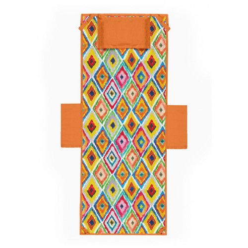 BEACH TOWEL TEDDY SUNBED colored diamonds In microfiber WITH POCKETS SIZE cm. 80 X 190