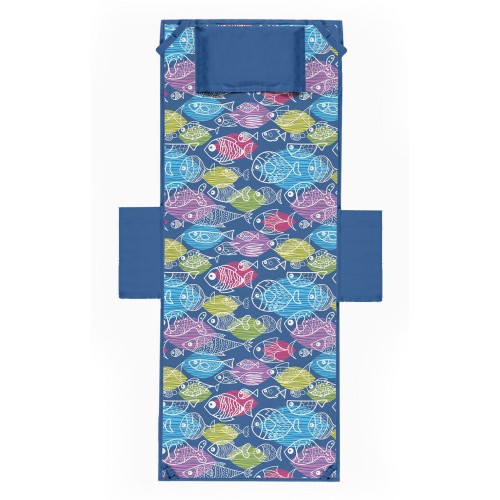 BEACH TOWEL TEDDY FISH BED Stylized In microfiber WITH POCKETS SIZE cm. 80 X 190